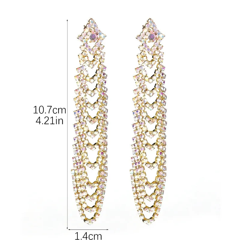 Wholesale Jewelry Elegant Streetwear Geometric Rhinestone Drop Earrings