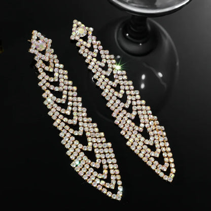 Wholesale Jewelry Elegant Streetwear Geometric Rhinestone Drop Earrings