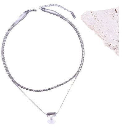 Wholesale Jewelry Elegant Streetwear Geometric Titanium Steel Plating Double Layer Necklaces