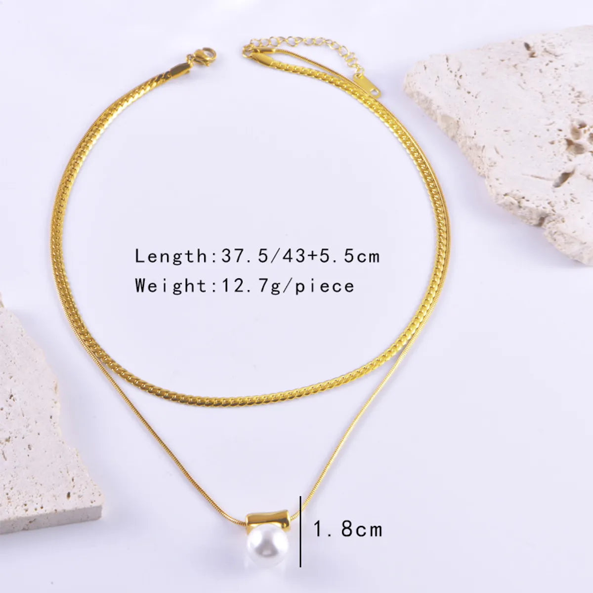 Wholesale Jewelry Elegant Streetwear Geometric Titanium Steel Plating Double Layer Necklaces