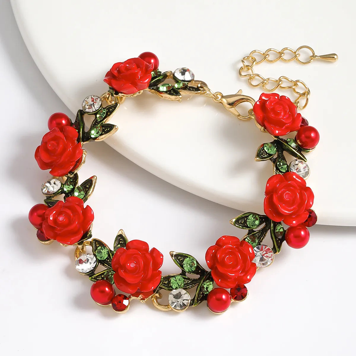 Elegant Sweet Classic Style Water Droplets Flower K Gold Plated Rhinestones Alloy Wholesale Bracelets