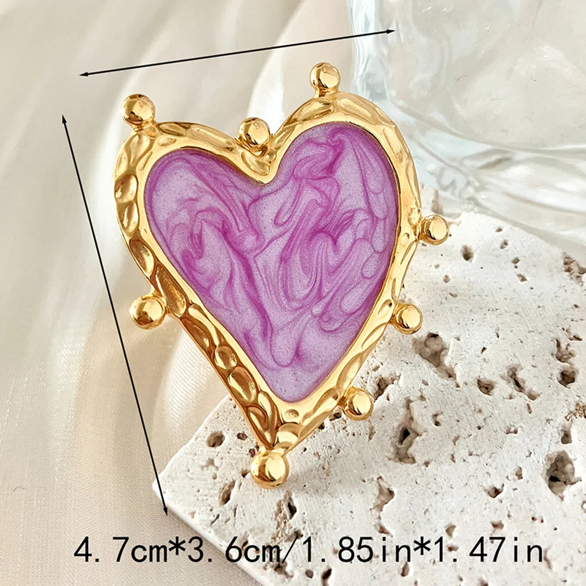 Wholesale Jewelry Elegant Sweet Simple Style Heart Shape 304 Stainless Steel 14K Gold Plated Enamel Rings Earrings