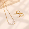 Wholesale Jewelry Elegant Sweet Streetwear Beads 304 Stainless Steel Plastic 18K Gold Plated Plating Inlay Earrings Necklace Jewelry Set