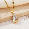 Wholesale Jewelry Elegant Sweet Water Droplets 304 Stainless Steel Copper Rhinestones K Gold Plated Plating Inlay Pendant Necklace