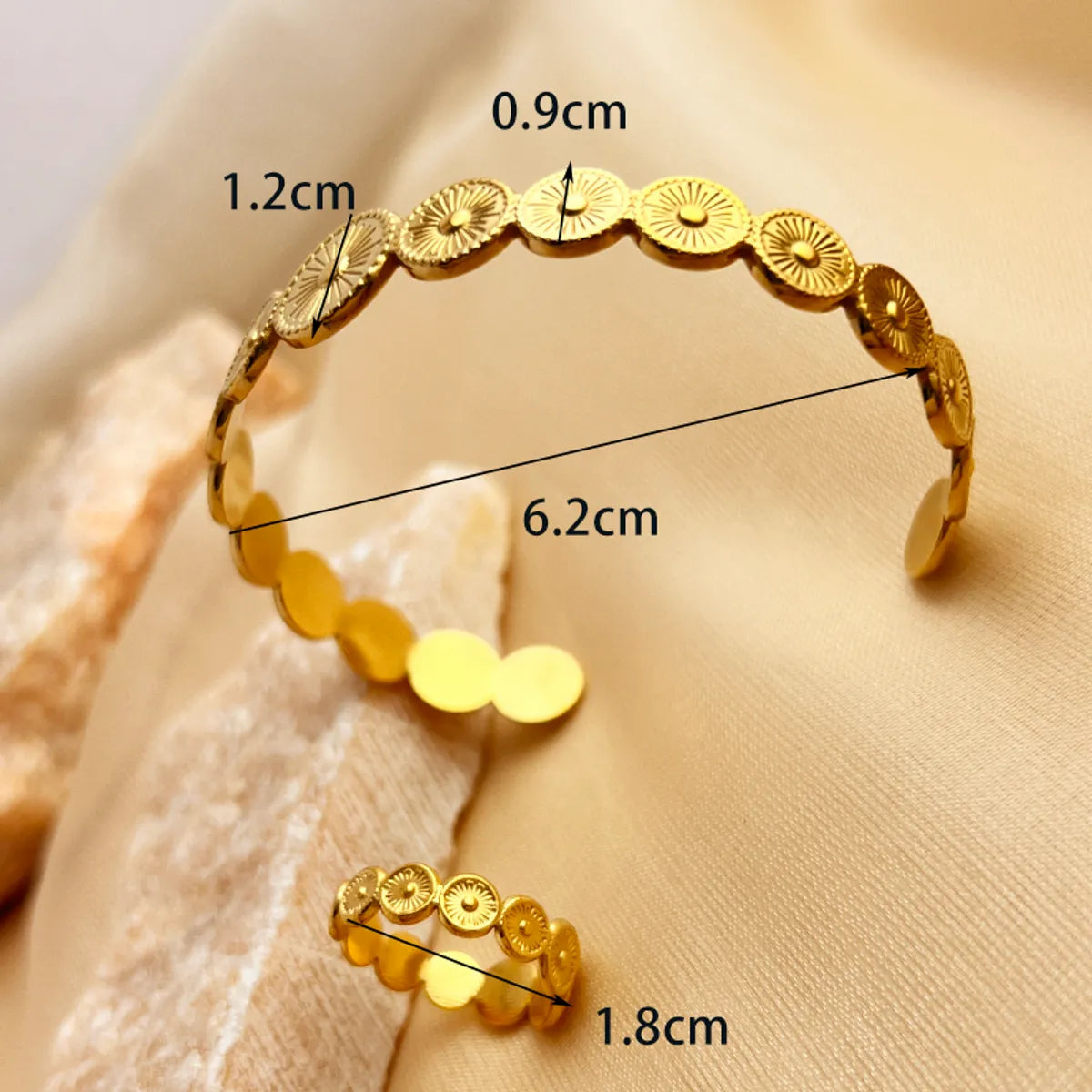 Wholesale Jewelry Elegant Symbol Shell 304 Stainless Steel 18K Gold Plated Plating Rings Bracelets Jewelry Set