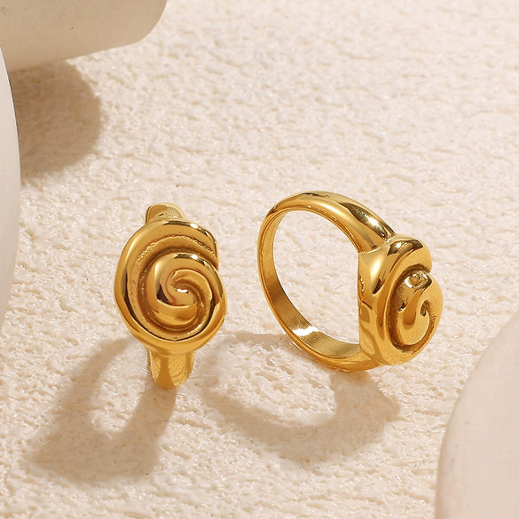Wholesale Jewelry Elegant 316L Stainless Steel Geometric Rotating Ring Electroplated Fashion Jewelry For Women