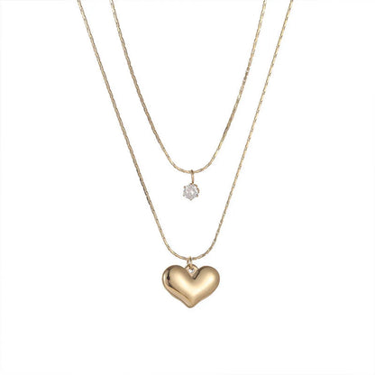 Wholesale Jewelry Elegant Water Droplets Heart Shape Rectangle Titanium Steel Pendant Necklace