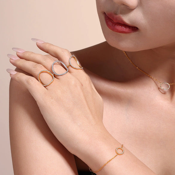 Wholesale Jewelry Elegant Zircon 316L Stainless Steel Ring Bracelet Necklace Electroplated