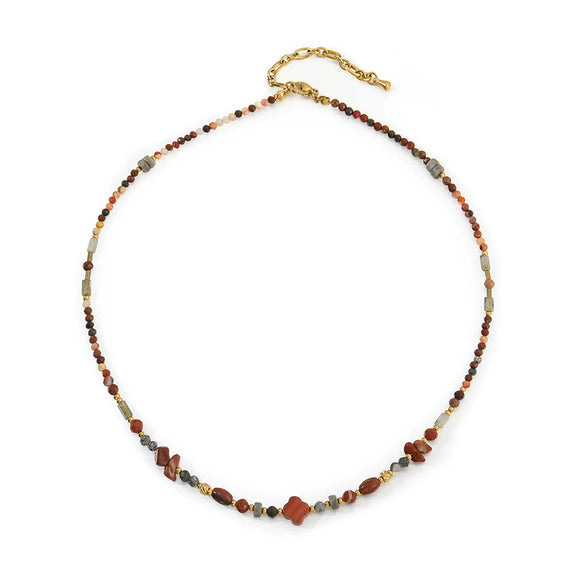 Wholesale Jewelry Elephant Pendant Clavicle Chain Titanium Steel Czech Beads Red Agate Natural Stone Handmade For Women