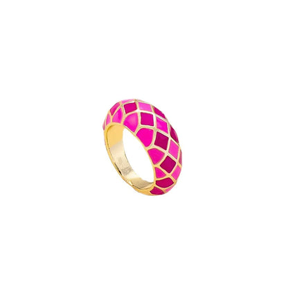 Wholesale Jewelry Enamel Glaze Plaid Ring Gooddiy