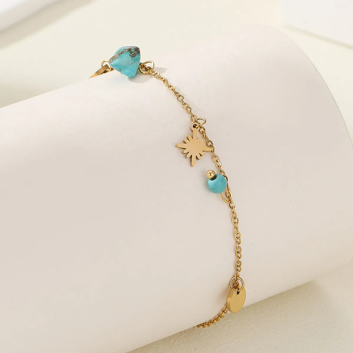 Wholesale Jewelry Ethnic Style Bohemian Geometric 304 Stainless Steel Turquoise Anklet