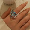 Wholesale Jewelry Ethnic Style Cool Style Elephant Alloy Turquoise Plating Inlay Open Rings