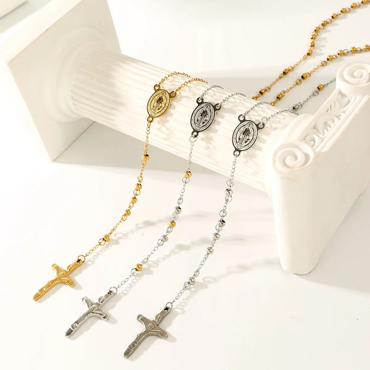 Wholesale Jewelry Ethnic Style Cross Titanium Steel Plating Necklace