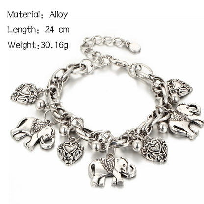 Wholesale Jewelry Ethnic Style Heart Shape Solid Color Elephant Alloy Anklet