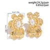 Wholesale Jewelry Exaggerated Alloy Ginkgo Leaf And Flower Pattern Earrings For Women Electroplated