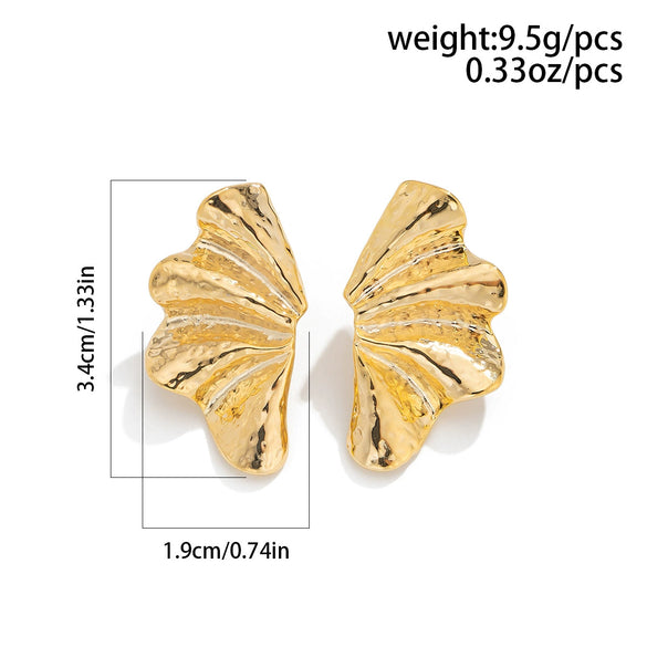 Wholesale Jewelry Exaggerated Alloy Ginkgo Leaf And Flower Pattern Earrings For Women Electroplated