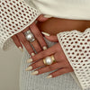 Wholesale Jewelry Exaggerated Alloy Imitation Pearl Geometric Ring With Electroplating