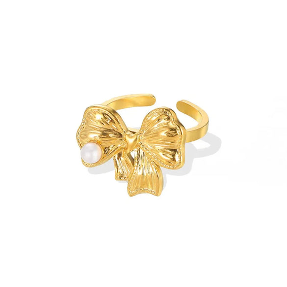 Wholesale Jewelry Exaggerated Beach Geometric 304 Stainless Steel Artificial Pearls Asymmetrical Plating Open Rings