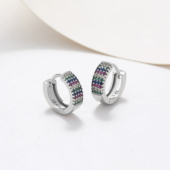 Wholesale Jewelry Exaggerated Double Row Shiny Zircon Inlaid Geometric Earrings Electroplated For Women