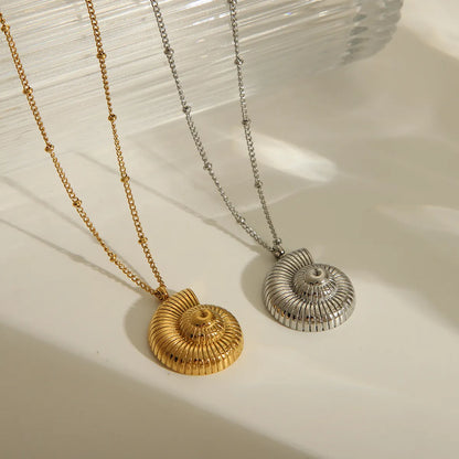 Wholesale Jewelry Exaggerated French Style Spiral Stripe 304 Stainless Steel 18K Gold Plated Pendant Necklace