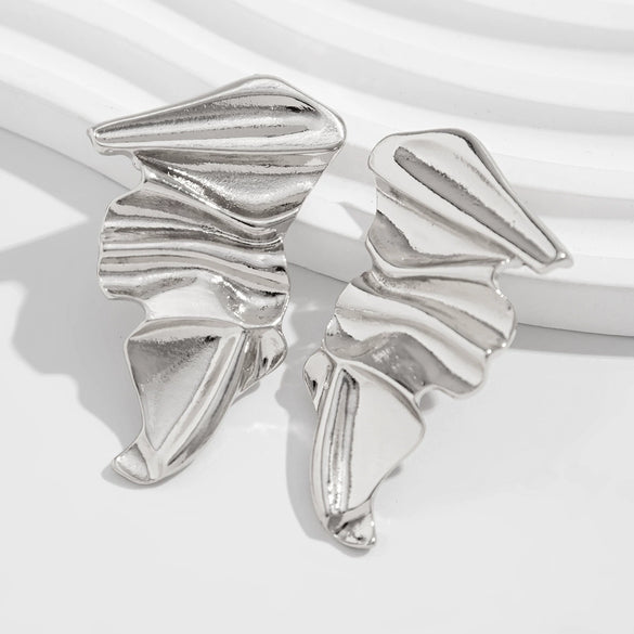 Wholesale Jewelry Exaggerated Geometric Alloy Electroplated Folding Earrings For Women