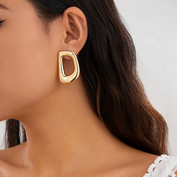 Wholesale Jewelry Exaggerated Geometric Alloy Electroplated Irregular Corrugated Earrings For Women