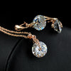 Wholesale Jewelry Exaggerated Geometric Copper Zircon Mixed Gem Inlay Pendant Earrings Necklace Set With Love Water Drops Bell Pattern And Electroplating Treatment