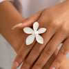 Wholesale Jewelry Exaggerated Iron Imitation Pearls Dripping Oil Fivepetal Flower Threedimensional Starfish Ring Electroplated