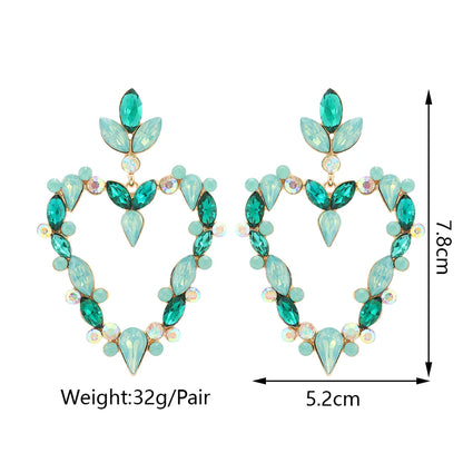 Wholesale Jewelry Exaggerated Luxurious Romantic Heart Shape Zinc Alloy Rhinestones Plating Inlay Drop Earrings