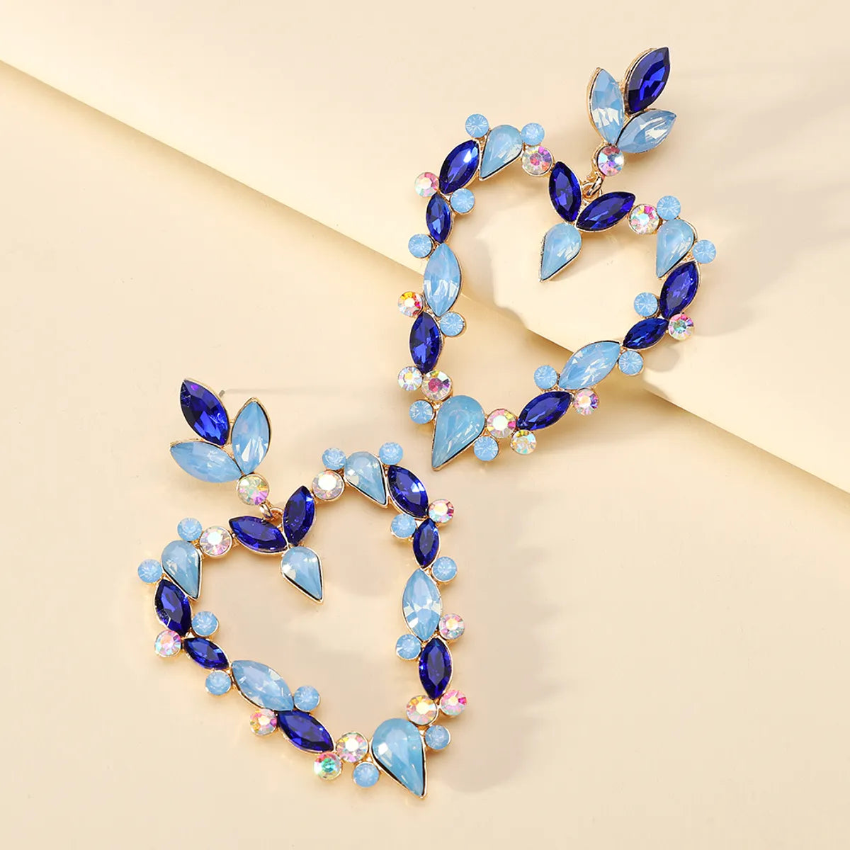 Wholesale Jewelry Exaggerated Luxurious Romantic Heart Shape Zinc Alloy Rhinestones Plating Inlay Drop Earrings