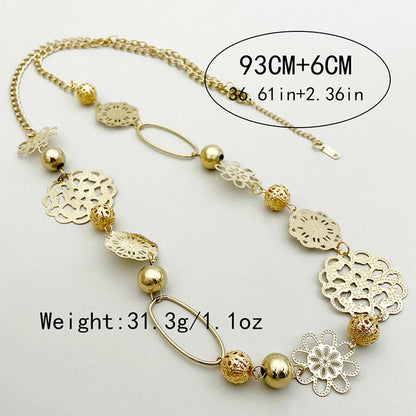 Wholesale Jewelry Exaggerated Modern Style Artistic Flower 304 Stainless Steel 14K Gold Plated Patchwork Plating Hollow Out Long Necklace