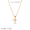 Wholesale Jewelry Exaggerated Niche Joker Diamond Cross Pendant Necklace Titanium Steel Inlaid Hao Stone Stainless Steel Geometric Electroplated