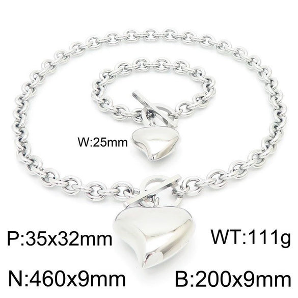 Wholesale Jewelry Exaggerated Personality Metal O Chain Titanium Steel Electroplated Unisex Jewelry Set