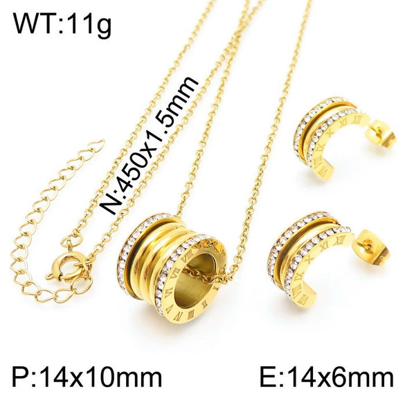 Wholesale Jewelry Exaggerated Personality Metal O Chain Titanium Steel Electroplated Unisex Jewelry Set