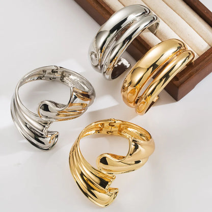 Wholesale Jewelry Exaggerated Rock Solid Color Alloy Gold Plated Silver Plated Plating Bangle