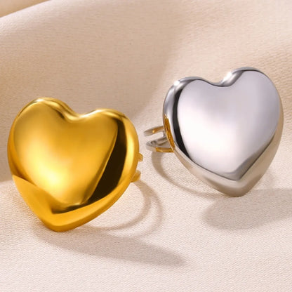 Wholesale Jewelry Exaggerated Romantic Simple Style Heart Shape 304 Stainless Steel Open Rings