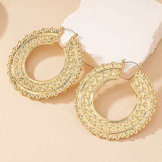 1 Pair Exaggerated Round Plating Alloy Gold Plated Ear Studs