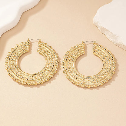 1 Pair Exaggerated Round Plating Alloy Gold Plated Ear Studs