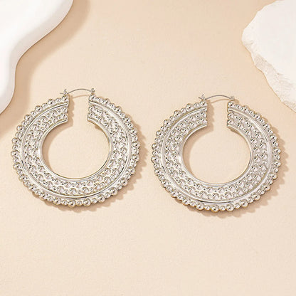 1 Pair Exaggerated Round Plating Alloy Gold Plated Ear Studs