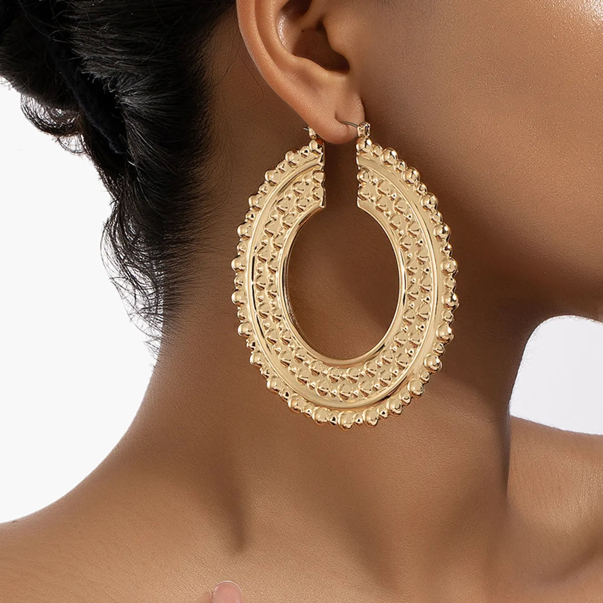 1 Pair Exaggerated Round Plating Alloy Gold Plated Ear Studs