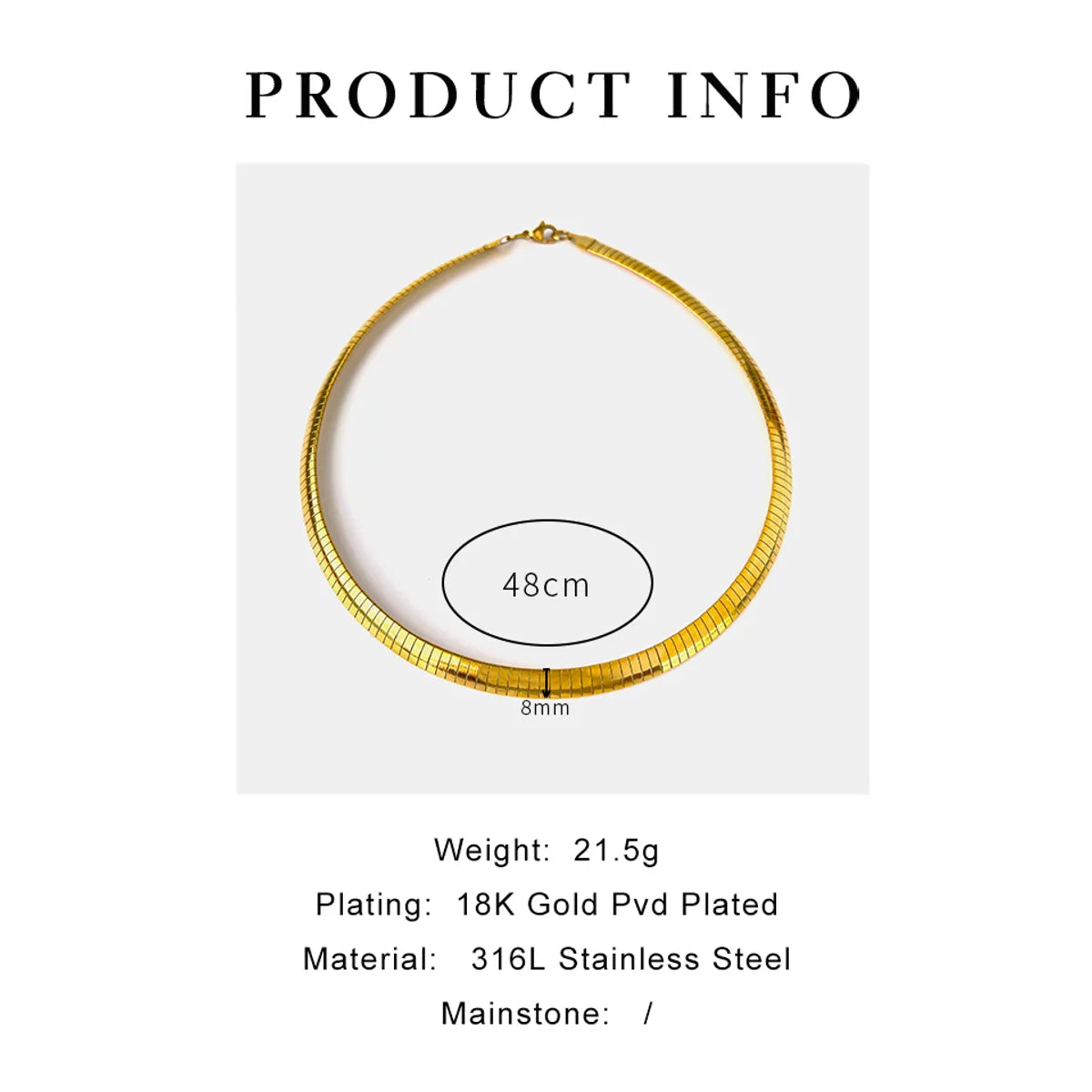 Wholesale Jewelry Exaggerated Simple Style Solid Color 316L Stainless Steel  18K Gold Plated Irregular Choker