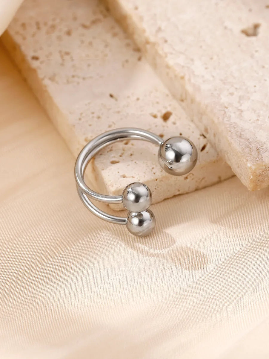 Wholesale Jewelry Exaggerated Simple Style Solid Color Geometric Ball Wings 304 Stainless Steel Open Rings