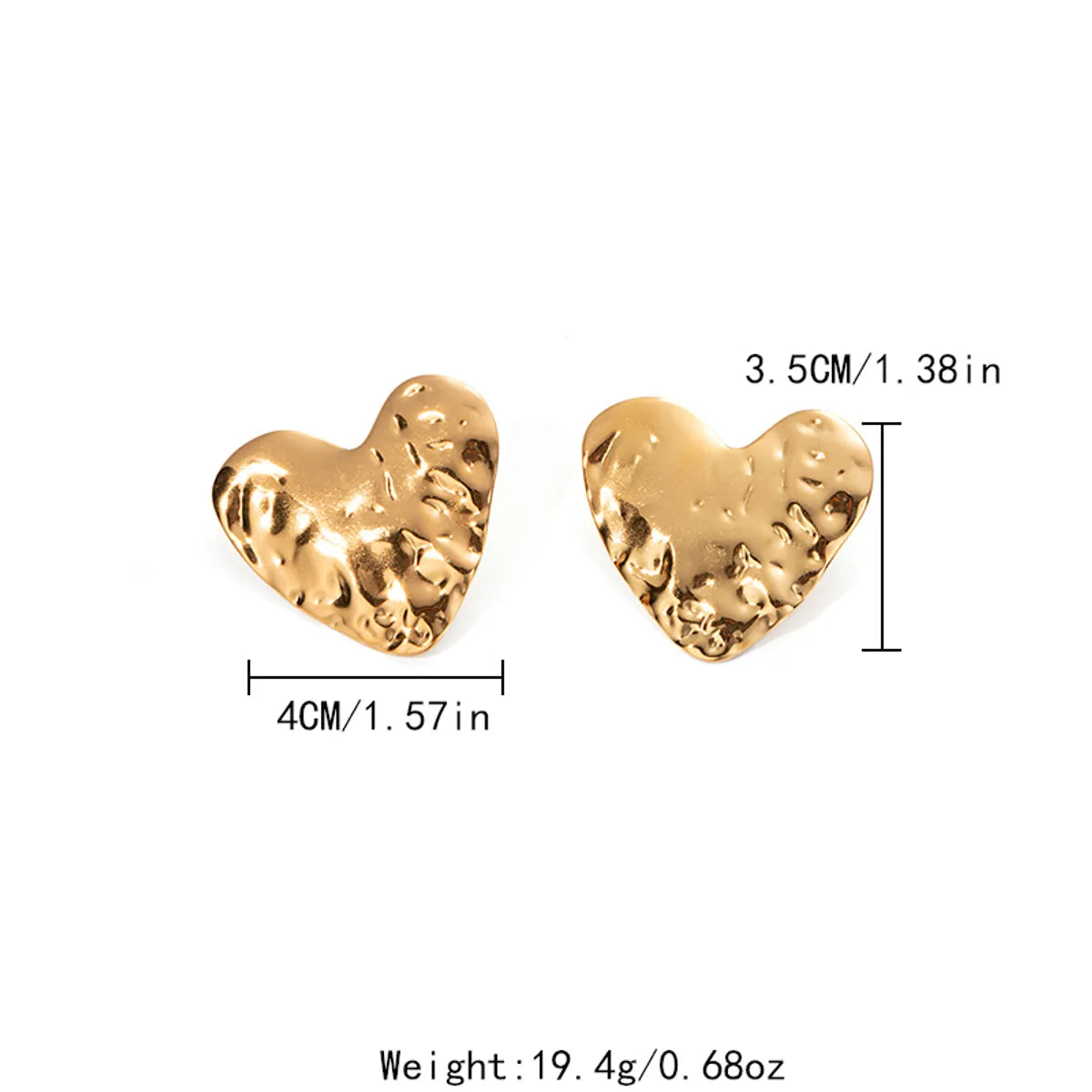 Wholesale Jewelry Exaggerated Sweet Simple Style Heart Shape 304 Stainless Steel 14K Gold Plated Plating Rings Earrings Jewelry Set