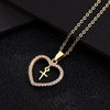 Wholesale Jewelry Exotic Geometric Heartshaped Copper Necklace With Micropaved Colorful Zircon And Electroplating