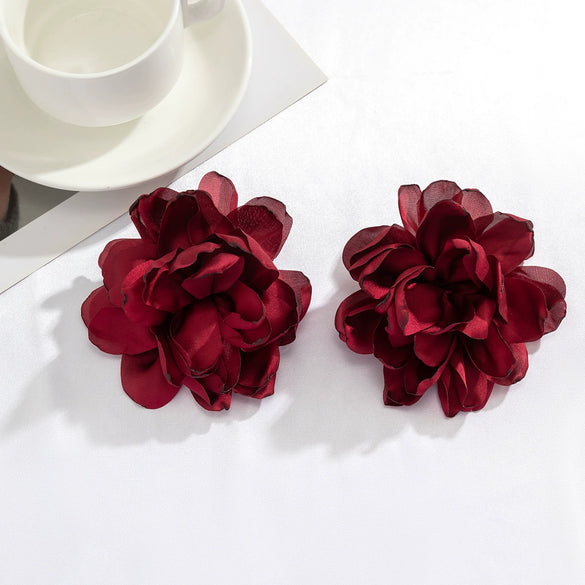 Wholesale Jewelry Fabric Handmade Flower Design Women's Earrings