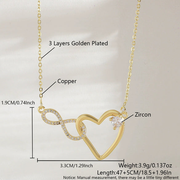 Wholesale Jewelry Fairy Style Heart Shaped Copper Electroplated Pendant Necklace For Women