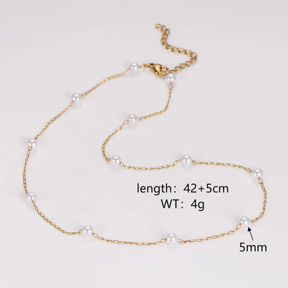 Wholesale Jewelry Fairy Style Japanese Style Sweet Round 304 Stainless Steel Necklace