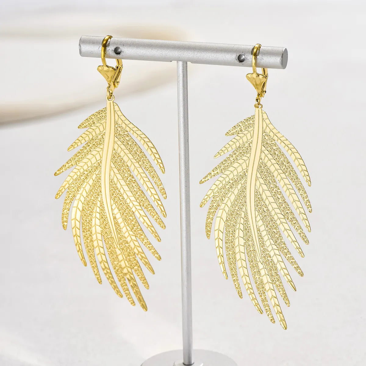 Wholesale Jewelry Fairy Style Modern Style Solid Color Leaf Iron Copper Alloy 18k Gold Plated Asymmetrical Plating Drop Earrings