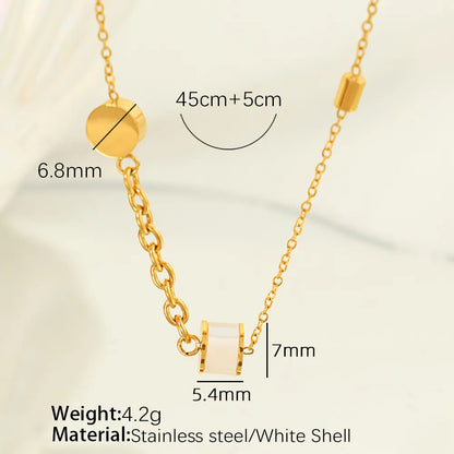 Wholesale Jewelry Fairy Style Simple Style Classic Style Small Waist Roman Numeral 304 Stainless Steel Shell 18K Gold Plated Inlay Pendant Necklace