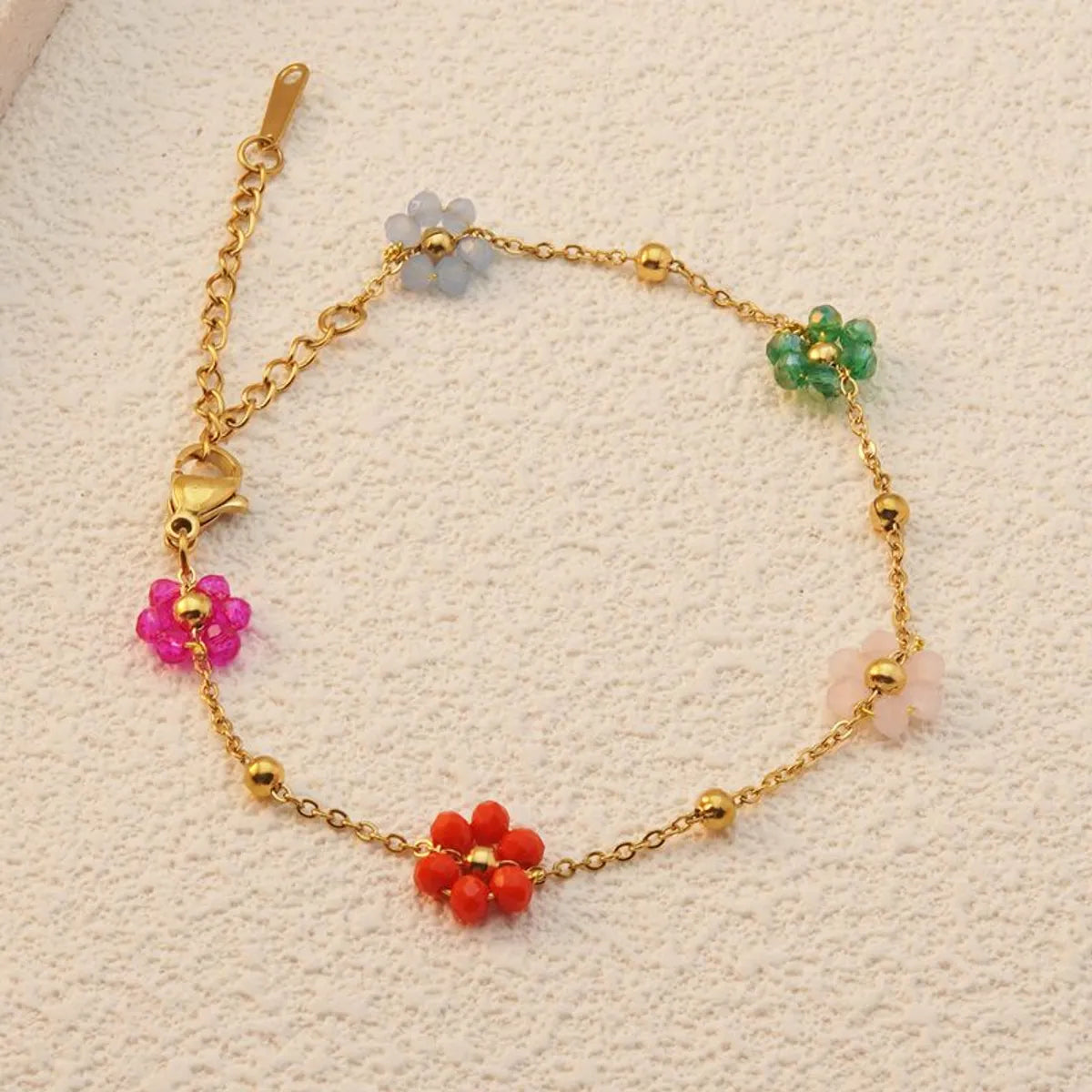 Wholesale Jewelry Fairy Style Sweet Commute Flower 304 Stainless Steel 18K Gold Plated Plating Chain Bracelets Necklace Jewelry Set